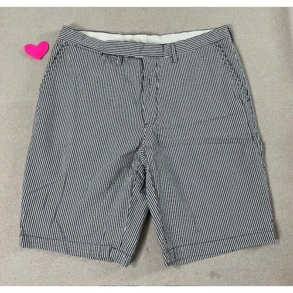 Vintage Polo Ralph Lauren Bradbury Fit Seersucker Short Size 35 Blue Striped EUC